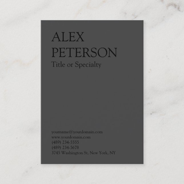 Bold Text Gray Black Professional Business Card (Front)