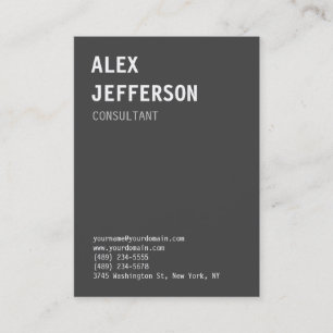 Bold Text Gray White Professional Business Card