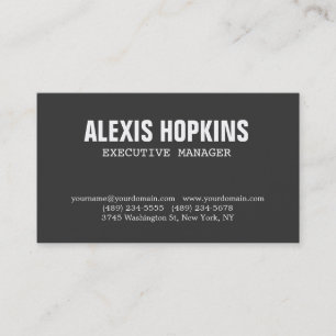 Bold Text Grey Stylish Modern Professional Business Card