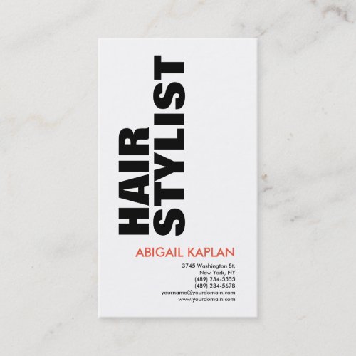 Bold Text Hair Stylist Modern Minimalist Elegant Business Card