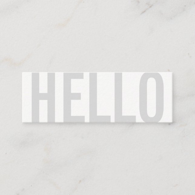 Bold Text | Hello (Gray) Mini Business Card (Front)