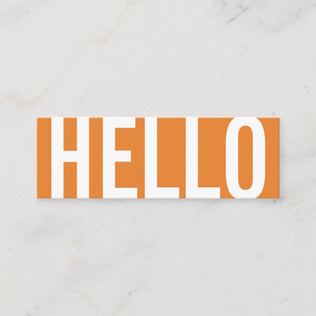 Bold Text | Hello (Orange) Mini Business Card (Front)