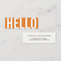 Bold Text | Hello (Orange) Mini Business Card | Zazzle