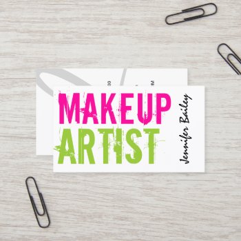 Bold Text Makeup Artist Business Card by SocialiteDesigns at Zazzle