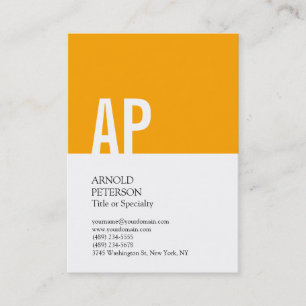 Bold Text Monogram Orange White Professional Business Card