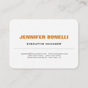 Bold Text Orange White Stylish Modern Professional Business Card