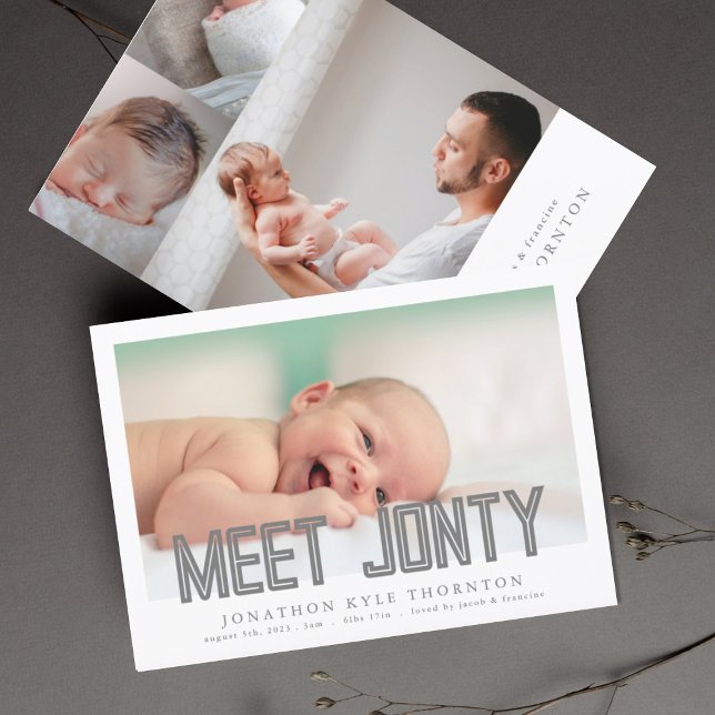 Bold Text Photo Collage baby birth Announcement (Creator Uploaded)