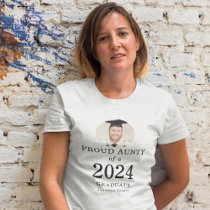 Bold Text Photo Proud Aunty of 2024 Graduate T-Shirt