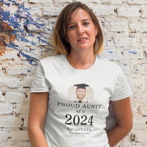 Bold Text Photo Proud Aunty of 2024 Graduate T_Shirt