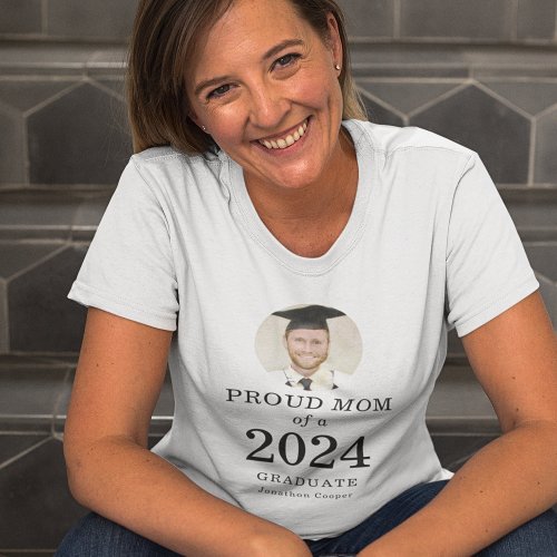 Bold Text Photo Proud Mom of 2024 Graduate T_Shirt