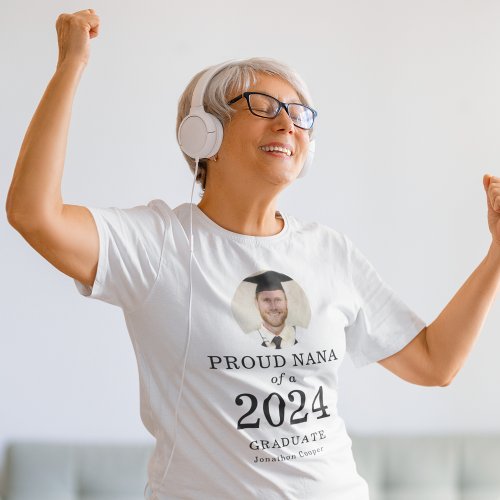 Bold Text Photo Proud Nana of 2024 Graduate T_Shirt