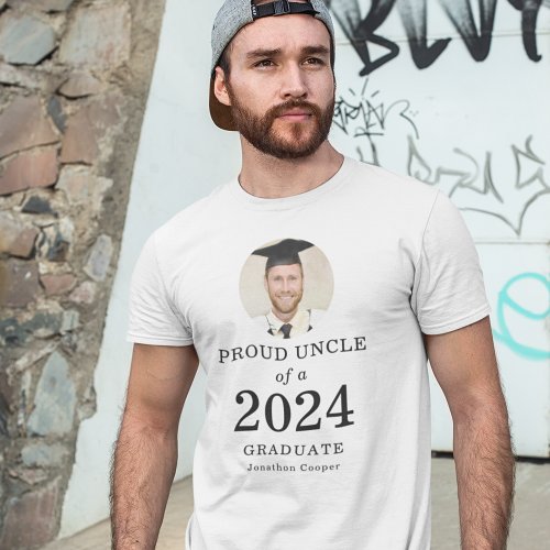 Bold Text Photo Proud Uncle of 2024 Graduate T_Shirt