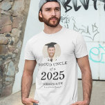 Bold Text Photo Proud Uncle of 2025 Graduate T-Shirt<br><div class="desc">Bold Text Photo Proud Uncle of 2025 Graduate. Especially for the new graduate’s uncles. Your niece or nephew’s photo is within a circular shape, and the year large and bold, with graduate's name. Easily personalise the text as required and replace the photo with your own of square orientation. You can...</div>