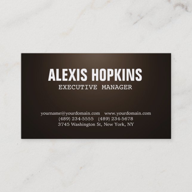 Bold Text Sepia Color Stylish Modern Professional Business Card (Front)