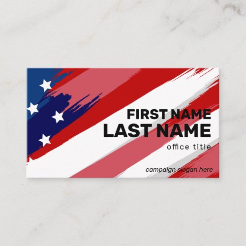 Bold Text US Flag Election Campaign Business Card