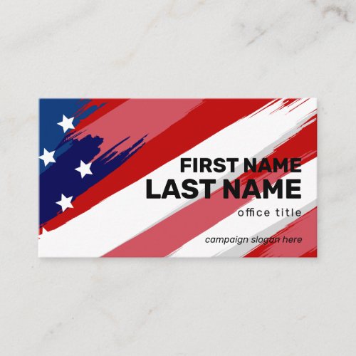 Bold Text US Flag Election Campaign Business Card