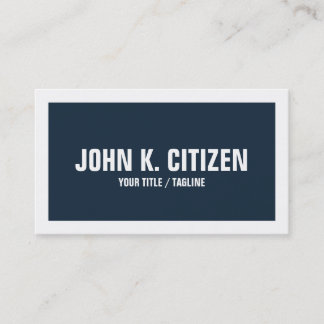 Bold Text Wide Border Business Card - blue / white