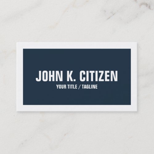Bold Text Wide Border Business Card _ blue  white