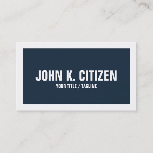 Customizable Bold Text Wide Border Business Card - blue / white