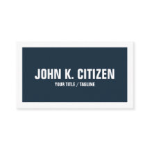 Bold Text Wide Border Business Card - blue / white