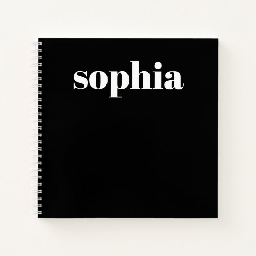 Bold Text  Your Name on Black Notebook