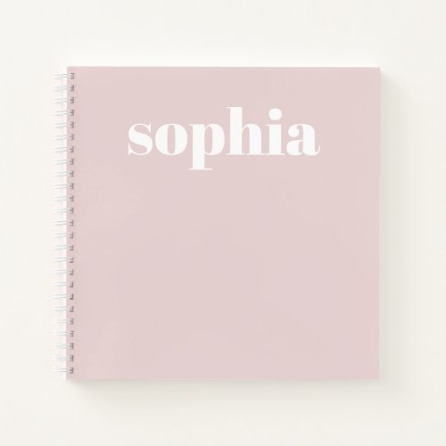 Bold Text  Your Name on Blush Pink Notebook