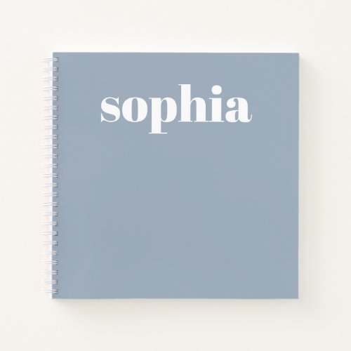 Bold Text  Your Name on Dusty Blue Notebook