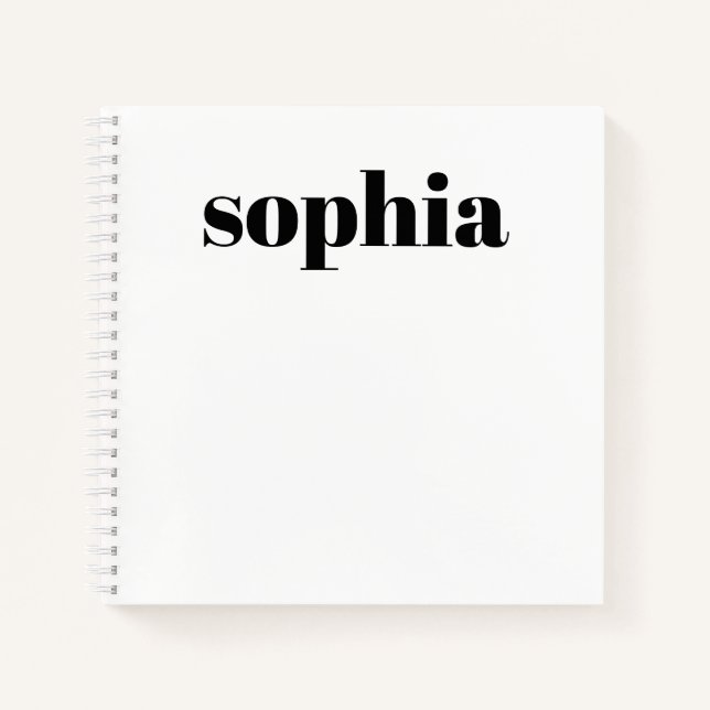 Bold Text | Your Name on White Notebook (Front)