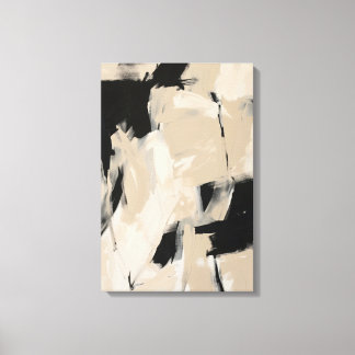 Bold Textural Black, Beige & White Abstract Art Canvas Print