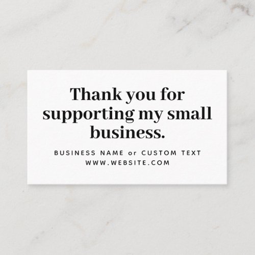 Bold Thank You For Supporting My Small Business Business Card