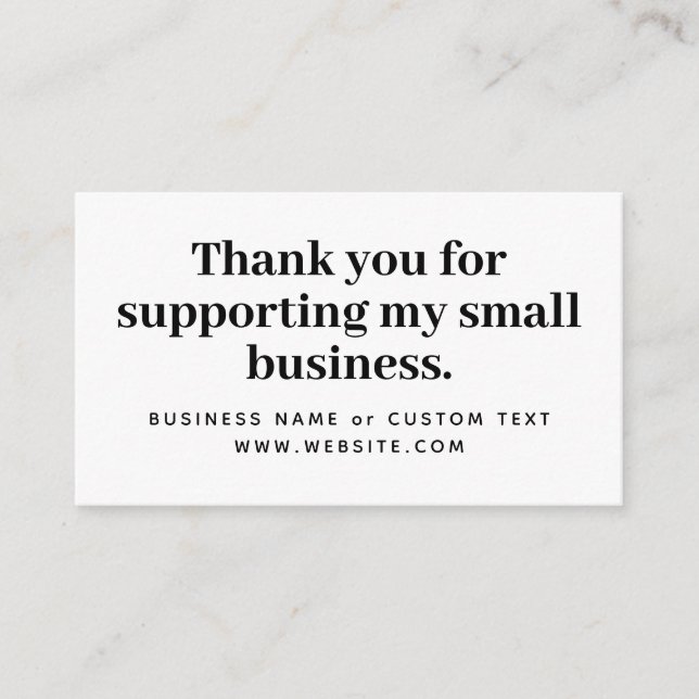 Bold Thank You For Supporting My Small Business Enclosure Card (Front)