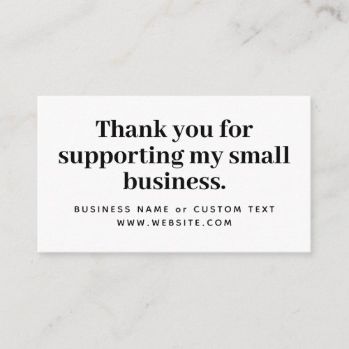 Bold Thank You For Supporting My Small Business Enclosure Card