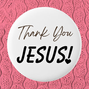Bold Thank You Jesus Exclamation Heart Christian Button