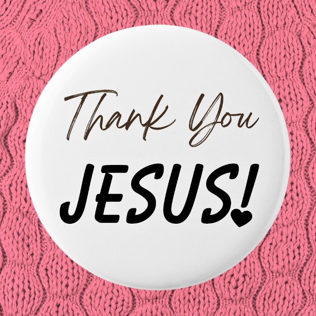 Bold Thank You Jesus Exclamation Heart Christian  Button (Bold Thank You Jesus Exclamation Heart Christian Button)