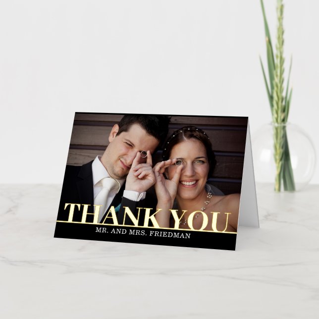 Bold Thanks FOIL Folded Photo Thank You Card (Front)