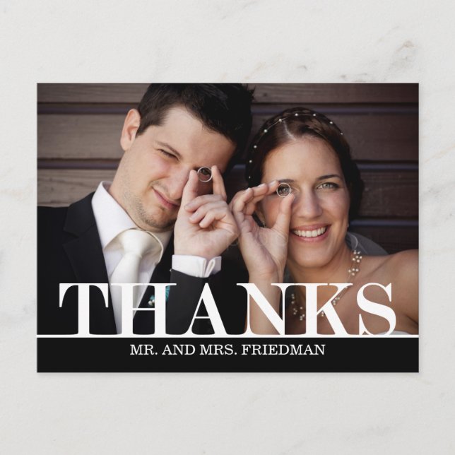 Bold Thanks Wedding Thank You Card (Front)