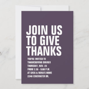 Bold Thanksgiving dinner invitation
