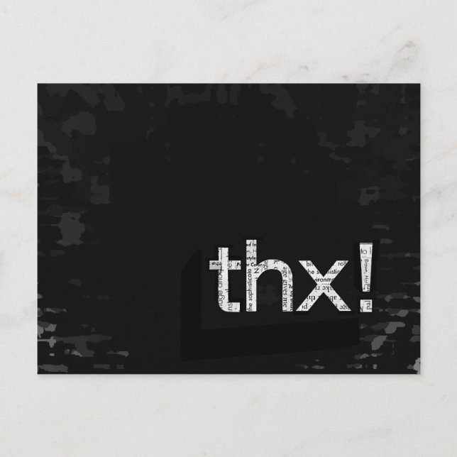Bold "THX!" Newspaper Print Typography Postcard (Front)