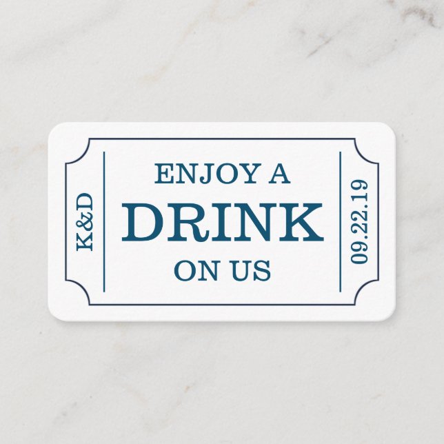 Bold Ticket Style "Enjoy A Drink On Us" Template (Front)
