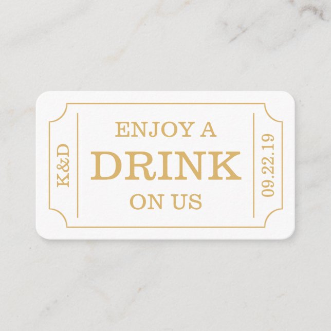 Bold Ticket Style "Enjoy A Drink On Us" Template (Front)