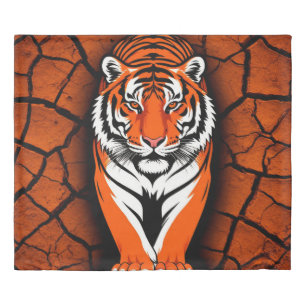 🐅 Bold Tiger Cracked Earth Power Design 🔥 Duvet Cover