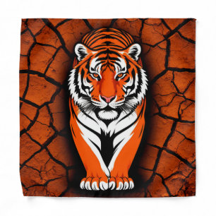 Bold Tiger on Cracked Earth Backgroun Bandana
