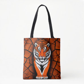 Bold Tiger on Cracked Earth Backgroun Tote Bag