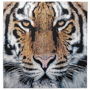 Bold Tiger Portrait Graphic Press Style Cloth Napkin