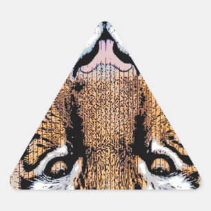 Bold Tiger Portrait Graphic Press Style Triangle Sticker