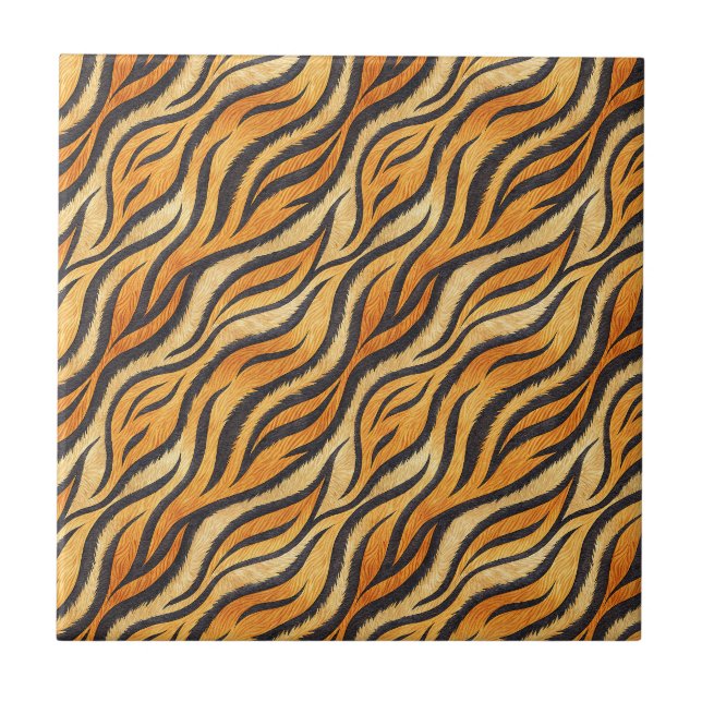 Bold Tiger Stripe Pattern – Exotic Animal Print Ceramic Tile (Front)
