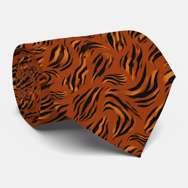Bold Tiger Stripe Pattern Neck Tie (Rolled)