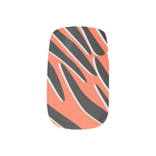 Bold Tiger Stripes Orange and Black Minx Nail Art