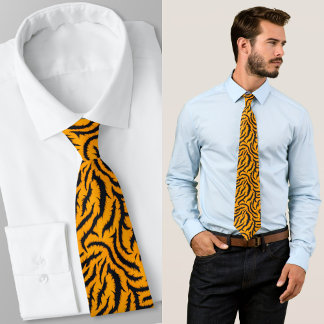 Bold Tiger Stripes Pattern in Orange and Black Neck Tie