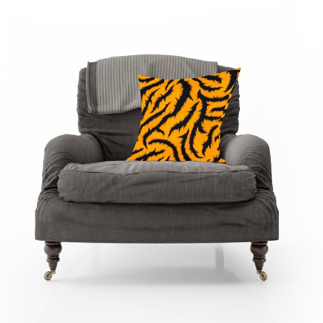 Bold Tiger Stripes Pattern in Orange and Black Throw Pillow (Creator Uploaded)